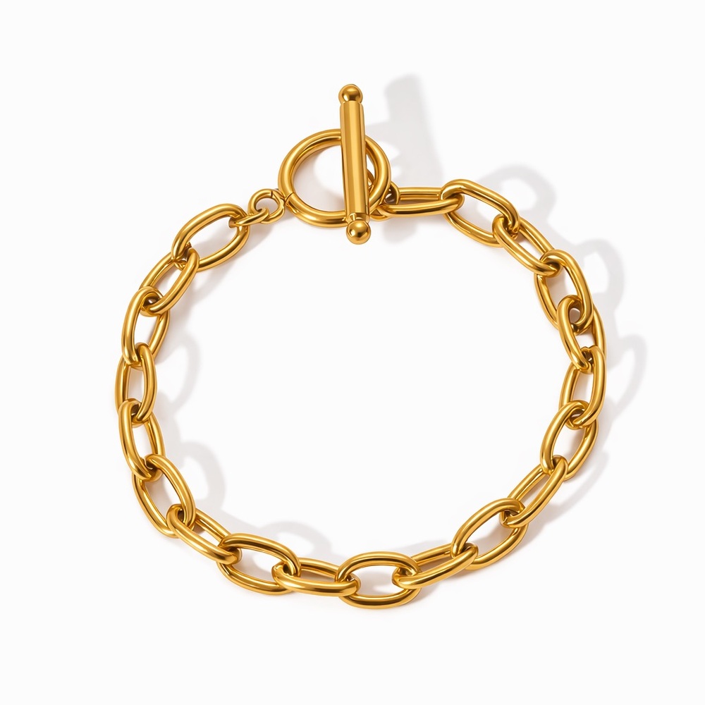 Gold Plated Toggle Chain Bracelet | Stainless Steel | 7”